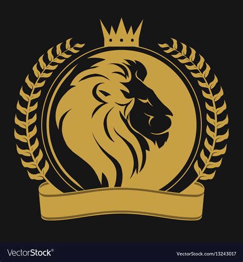 Lion head with crown logo Royalty Free Vector Image