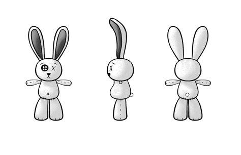 Cartoon bunny Blueprint - Download free blueprint for 3D modeling