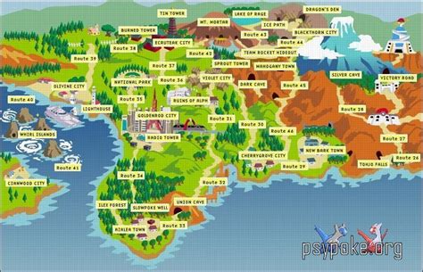 Pokemon Gold, Silver and Crystal :: World Map | Pokemon, Map, Gold pokemon