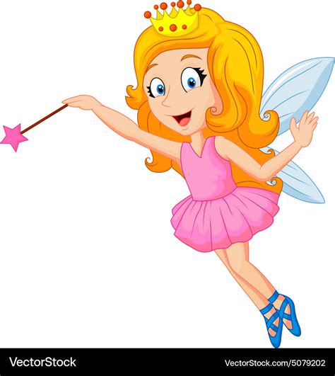 Cartoon fairy with magic wand Royalty Free Vector Image