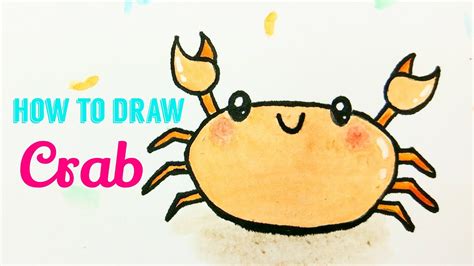 Cartoon Cute Crab Drawing - How to draw a cartoon crab easy step by step for kids. - akubudakkkb3