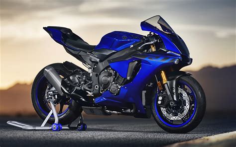 Download wallpapers Yamaha YZF-R1, 2019, blue sports bike, new blue YZF ...