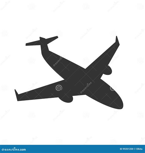 Black Isolated Silhouette of Airplane on White Background. Side View of Aeroplane. Stock Vector ...