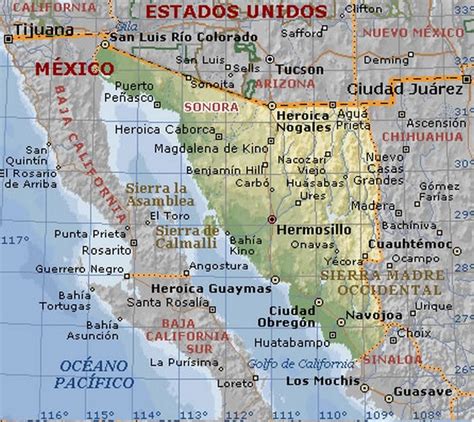 Mapa de Hermosillo - Mapa Físico, Geográfico, Político, turístico y Temático.