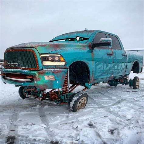 Lifted Dodge Ram on Tiny Car Wheels Can't Be Unseen, Does Snow Burnouts - autoevolution