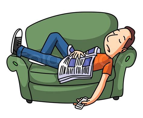 Lazy Man Sleep On Sofa | Stock vector | Colourbox