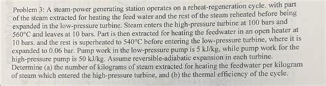 Solved Problem 3: A steam-power generating station operates | Chegg.com