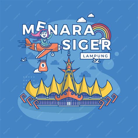 Premium Vector | Illustration of Menara Siger Lampung, Indonesia Landmark