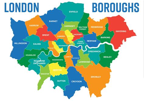 Mapa de distritos y municipios de Londres Impresión en póster de pared educativo de aprendizaje ...