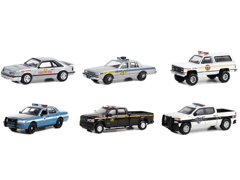 Diecast "Hot Pursuit" Set of 6 Police Cars Series 44 1/64 Diecast Model Cars by Greenlight ...