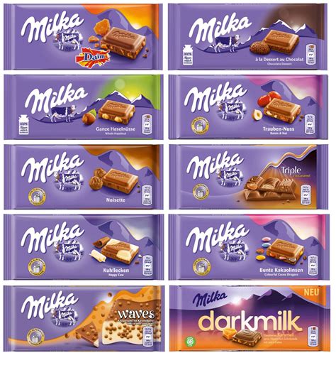 Milka Chocolate Assortment Variety Pack of 10 Full Size Bars - Randomly Selected No Duplicates ...