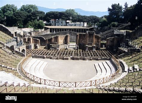 The Large Theatre, Pompeii archaeological site, Pompeii, near Naples, Campania, Italy Stock ...