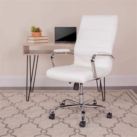 Leathersoft Office Chair with Wheels and Arms, White - Walmart.com - Walmart.com