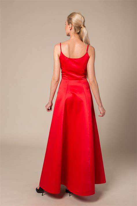 Red spaghetti straps scoop neck maxi dress - Le Parole