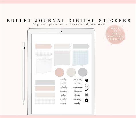 Digital Planner Bullet Journal Stickers For Goodnotes ...