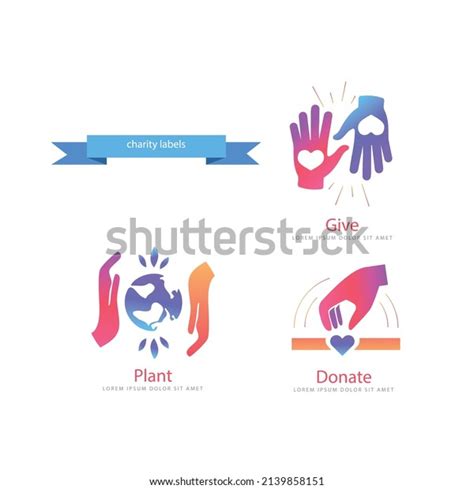 Charity Logo Hand Collection Vector Stock Vector (Royalty Free) 2139858151 | Shutterstock