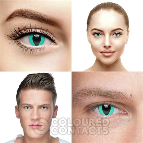 Blue Aqua Daily Cat Eye Colored Contact Lenses, Realistic Animal Lens