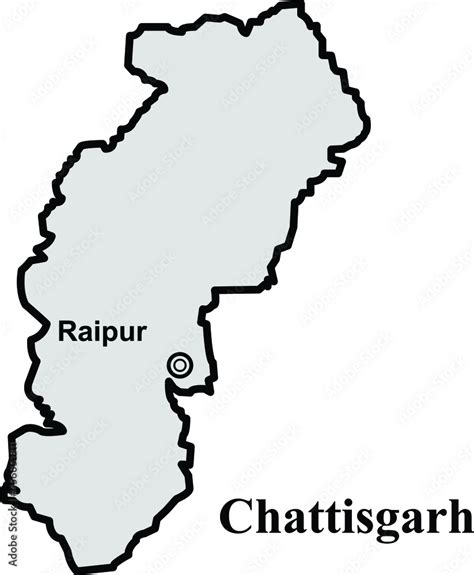 Chattisgarh state map, Indian state border capital Raipur Stock Vector ...