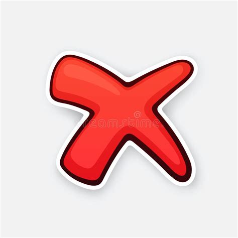 Sticker of Red Cross Check Mark for Indicate Wrong Choice with Contour Stock Vector ...