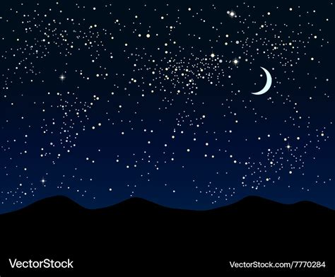 Silhouette of mountains starry sky eps 10 Vector Image