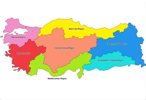 Map of Turkey by Regions - Turizm.net