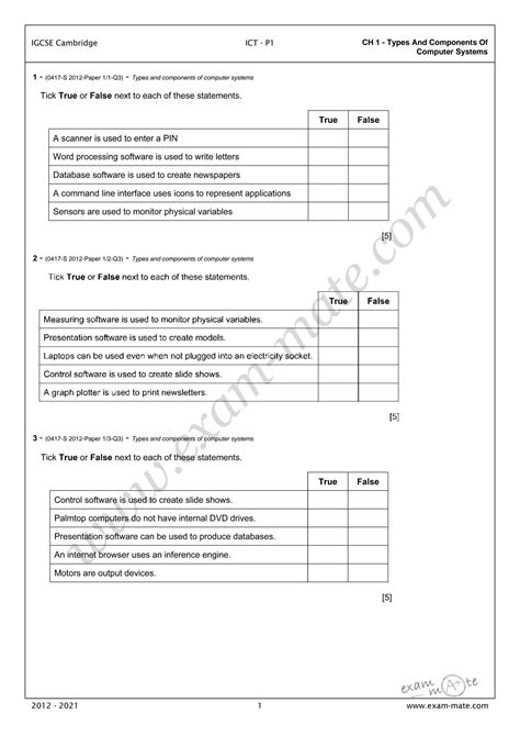 SOLUTION: Igcse ict types and components of computer system paper 1 ...