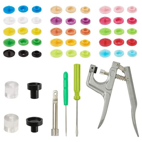 5X(Snap Fasteners Kit Plastic Snaps Buttons Fastener Setter Pliers Tool ...