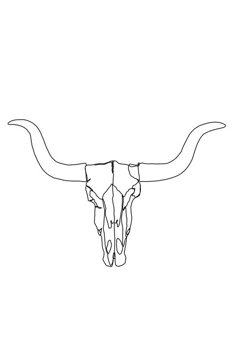 Cow Skull One Line Drawing Minimalist Digital Art Download Printable Wall Art Apartment Decor ...