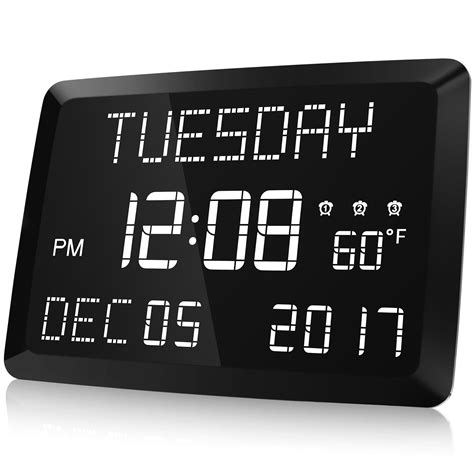 Digital Clock, Raynic 11.5" Large LED Word Display Dimmable Digital Wall Clock,Adjustable ...