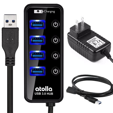 Atolla USB 3.0 HUB with External Power Adapter Powered Switch Splitter Multiple Port USB3.0 Hab ...