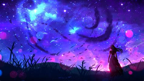 🔥 Download Desktop Wallpaper Art Landscape Night Anime Girl Original HD by @jjones3 | Anime ...