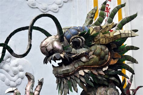 Detail of a Chinese-style Fountain with Dragon Sculptures Stock Photo - Image of colored, china ...