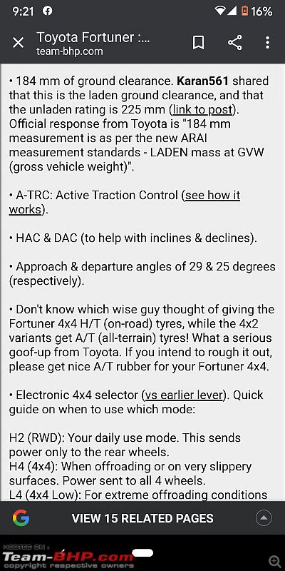 Toyota Fortuner : Official Review - Page 47 - Team-BHP
