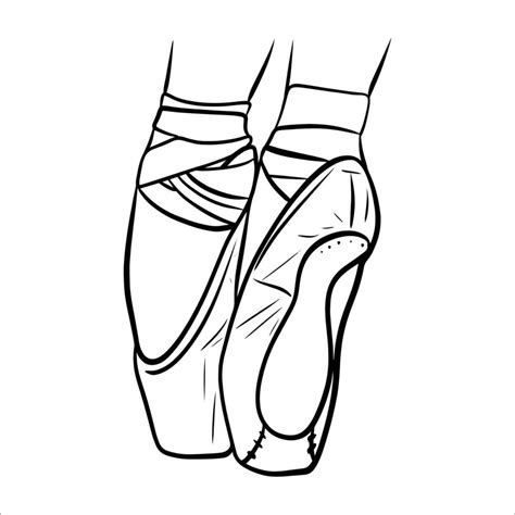 ballet pointe shoes. black and white outline. vector. 11203310 Vector Art at Vecteezy