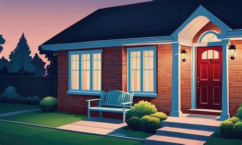 Premium AI Image | Night house porch and door with window cartoon ...