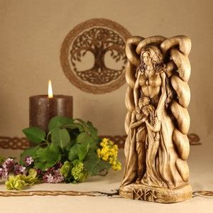 Lofn Goddess Statue, Wood Carved, Wooden Statue for Scandinavian, Norse Pagan Altar Decor - Etsy