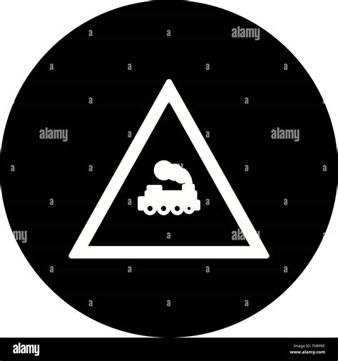 Illustration Level crossing Train Road Sign Icon Stock Photo - Alamy