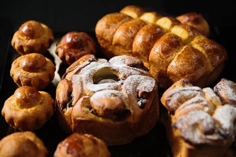 Freshly Bread Buns and Bakery Products on a Table Stock Photo - Image of bunch, eating: 105464912