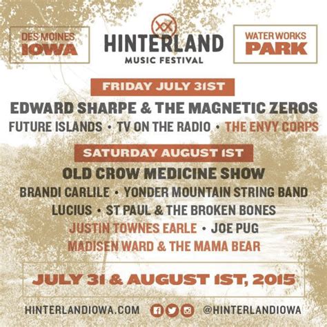 Hinterland Music Festival Lineups