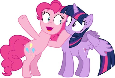 A vector of Pinkie Pie and Twilight Sparkle from Party Pooped, screenshot link: sta.sh/012 ...