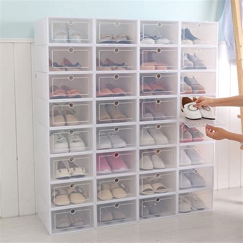 Drop Front Shoe Box,Clear Plastic Shoe Boxes Stackable Floding DIY Shoe ...