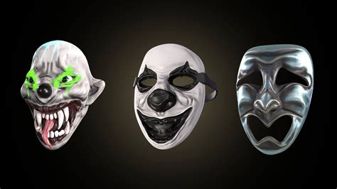 Clown Masks Pack (5 Masks) - 3D Model by Valeria Miller