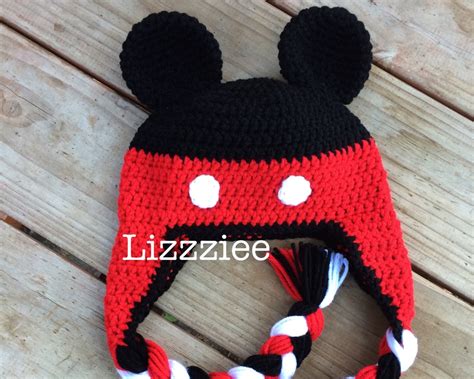 PDF Mickey Mouse Crochet Hat Pattern Instructions to Make a Beanie or Earflap Hat 6 Sizes ...