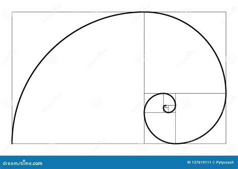 Golden Ratio Geometric Concept. Fibonacci Spiral. Vector Illustration. Stock Vector ...