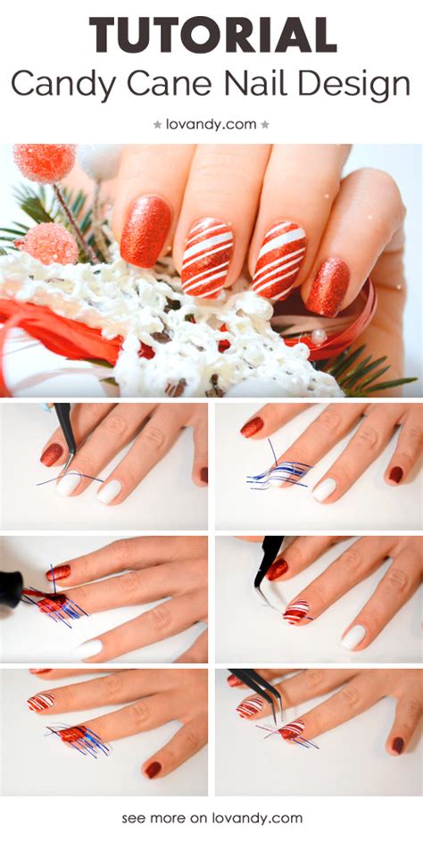 Candy Cane Nails Design - DIY Tutorial