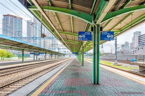 SEOUL, SOUTH KOREA - APRIL 17: High speed train station at Pyeongtaek station. Photo taken April ...