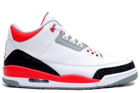 Real Air Jordan 3 White Fire Red Cement Grey Shoes For Cheap