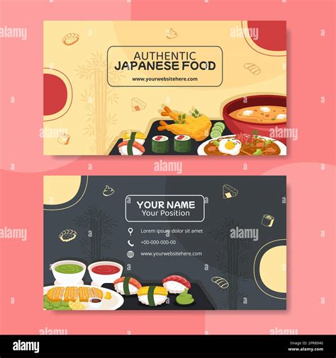 Japanese Food Card Horizontal Template Flat Cartoon Background Vector Illustration Stock Photo ...