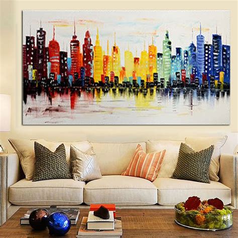 120X60CM Modern City Canvas Abstract Painting Print Living Room Art Wall Decor No Frame ...