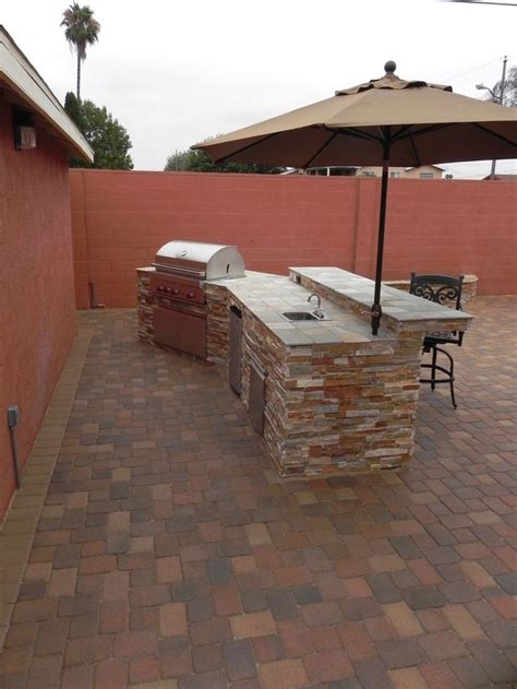 New patio and BBQ island | Orco Pavers | Pinterest | Bar, Umbrellas and Islands